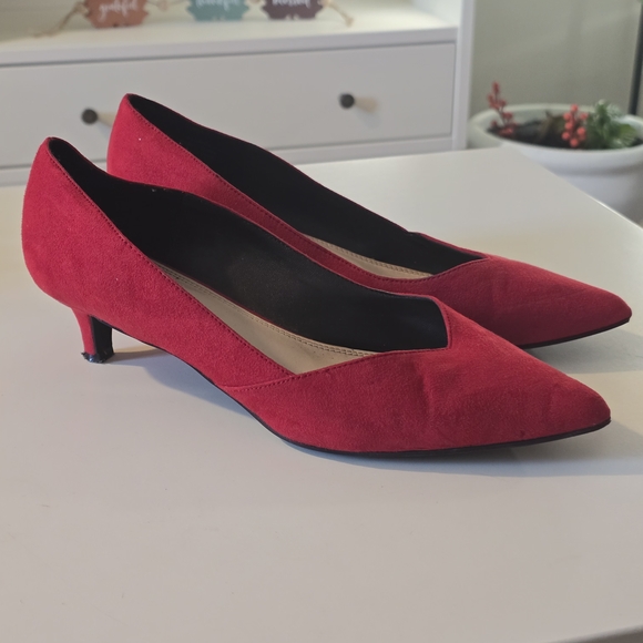 Kelly & Katie Shoes - Kelly & Katie Red Kitten Heel Shoes